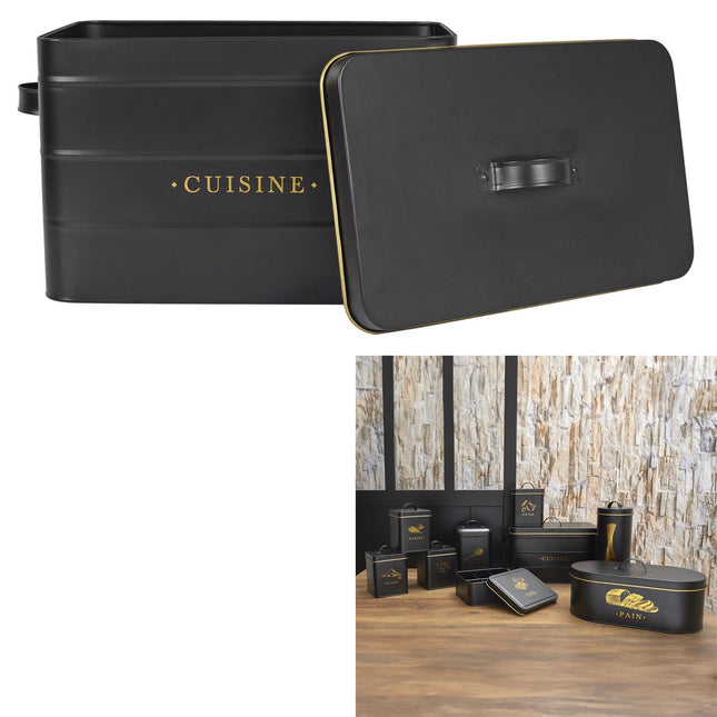 Melns, zelts metāla virtuves organizātors