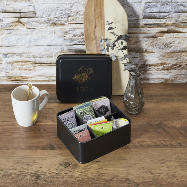 Melns, zelts metāla virtuves organizātors