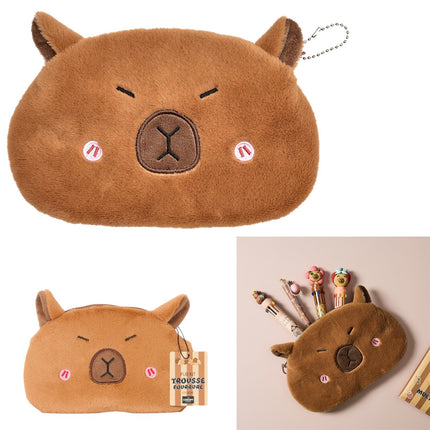Capybara pūkains penālis, maciņš brūns 22 × 14 cm