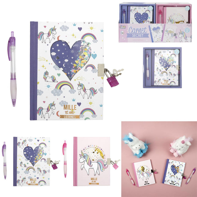 Slepenais dienasgrāmatas komplekts “Vienradži”