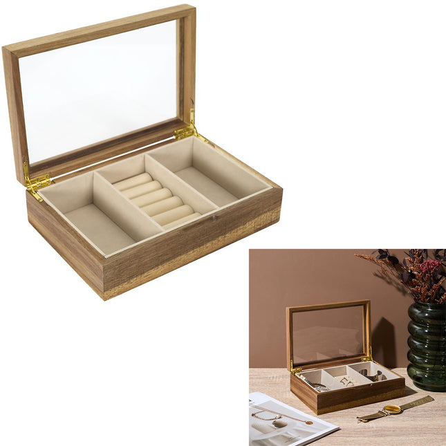 Koka rotu lādīte ar stikla vāku