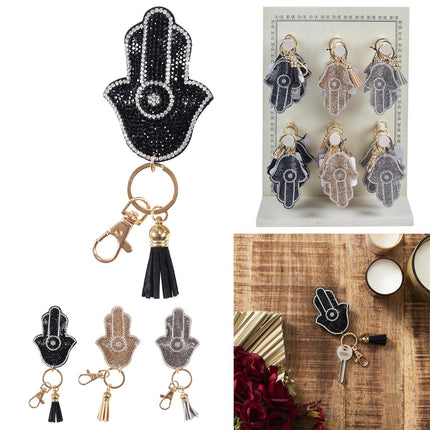 Atslēgu piekariņš “Hamsa” ar kristāliem