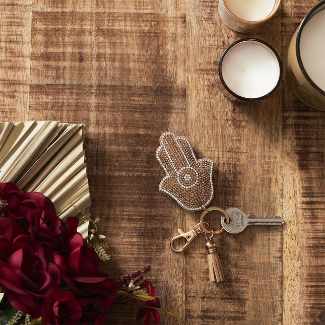 Atslēgu piekariņš “Hamsa” ar kristāliem