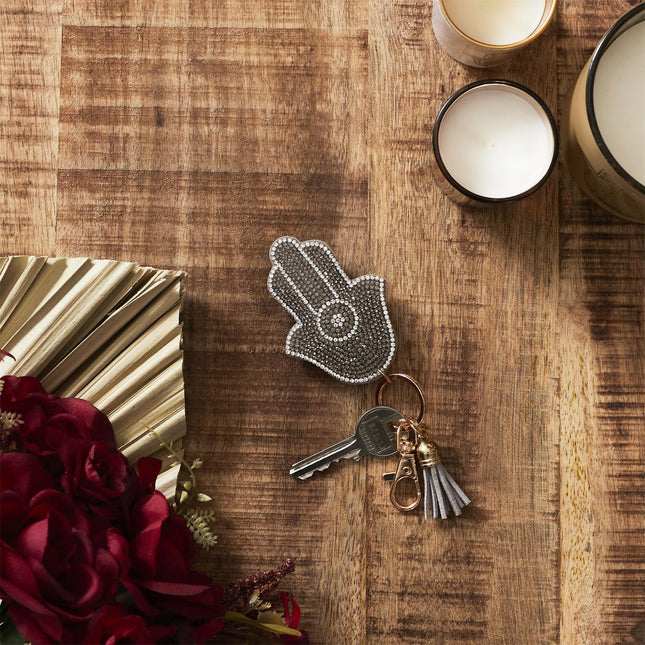 Atslēgu piekariņš “Hamsa” ar kristāliem