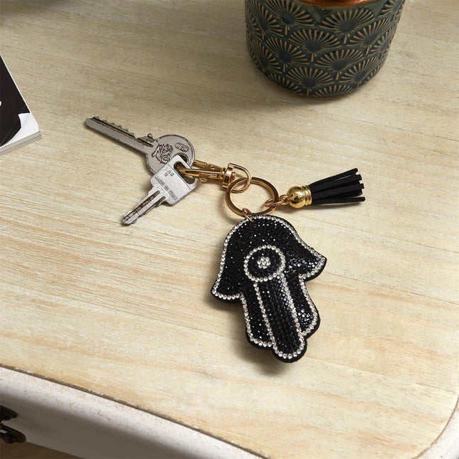 Atslēgu piekariņš “Hamsa” ar kristāliem