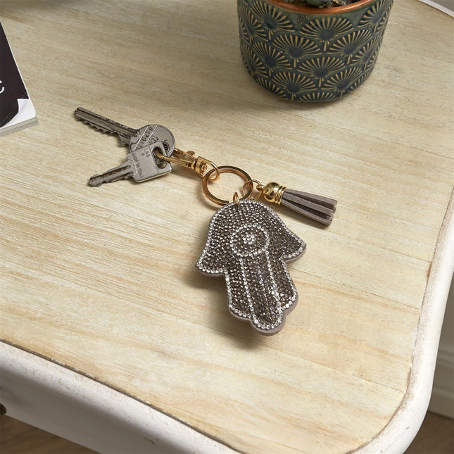 Atslēgu piekariņš “Hamsa” ar kristāliem