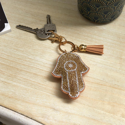 Atslēgu piekariņš “Hamsa” ar kristāliem