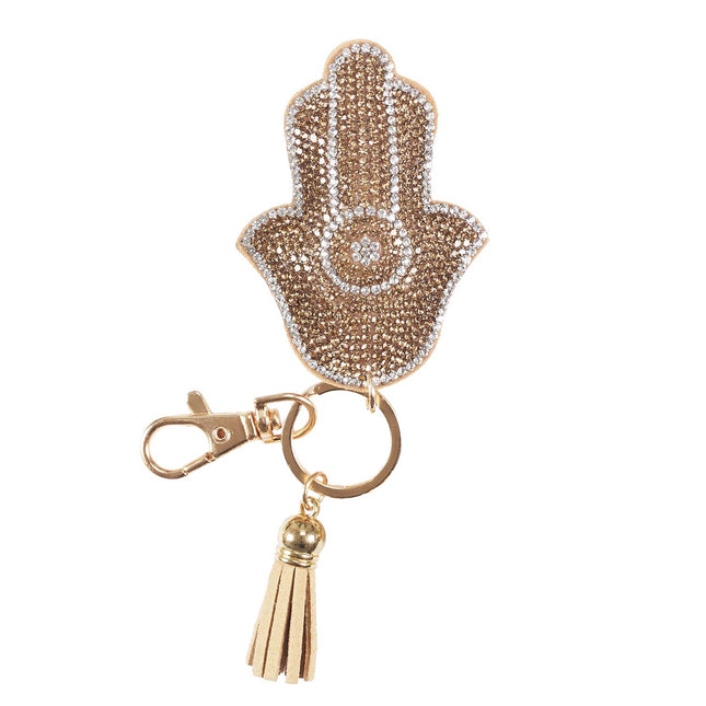 Atslēgu piekariņš “Hamsa” ar kristāliem