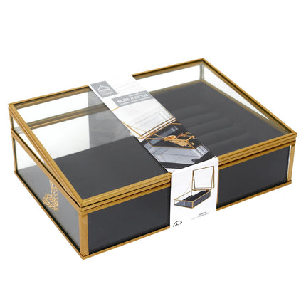 Rotaslietu lādīte stikla ar zelta metāla rāmi