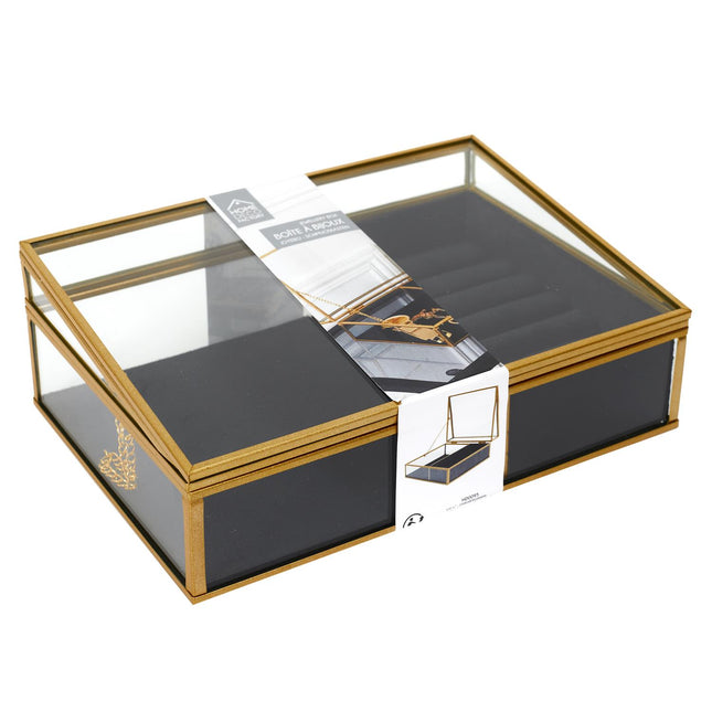 Rotaslietu lādīte stikla ar zelta metāla rāmi