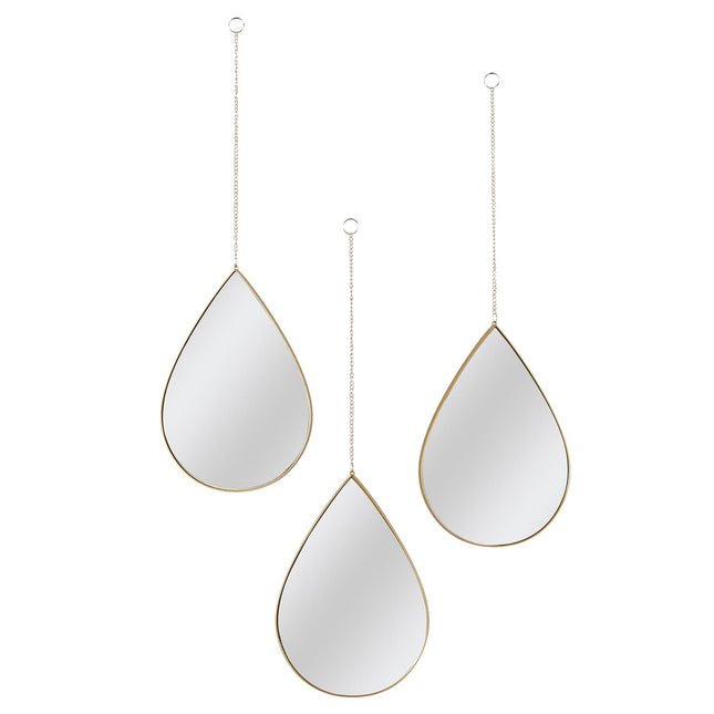 Dekoratīvie sienas spoguļi (3 gab.) ar zelta rāmi