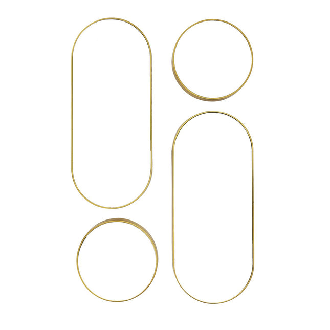 Dekoratīvo sienas spoguļu komplekts ar zelta rāmi (4 gab.)