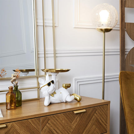 Dekoratīva buldoga figūra ar paplāti