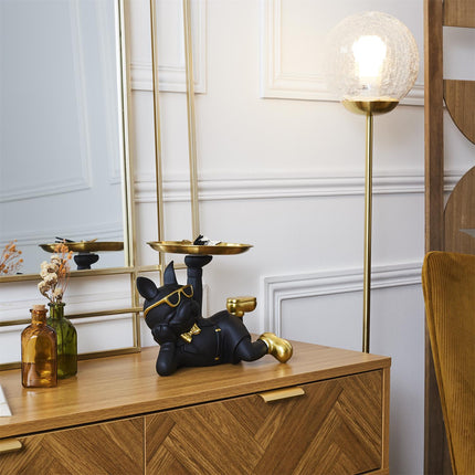 Dekoratīva buldoga figūra ar paplāti