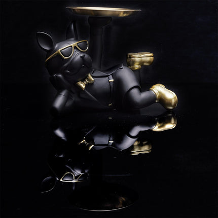 Dekoratīva buldoga figūra ar paplāti