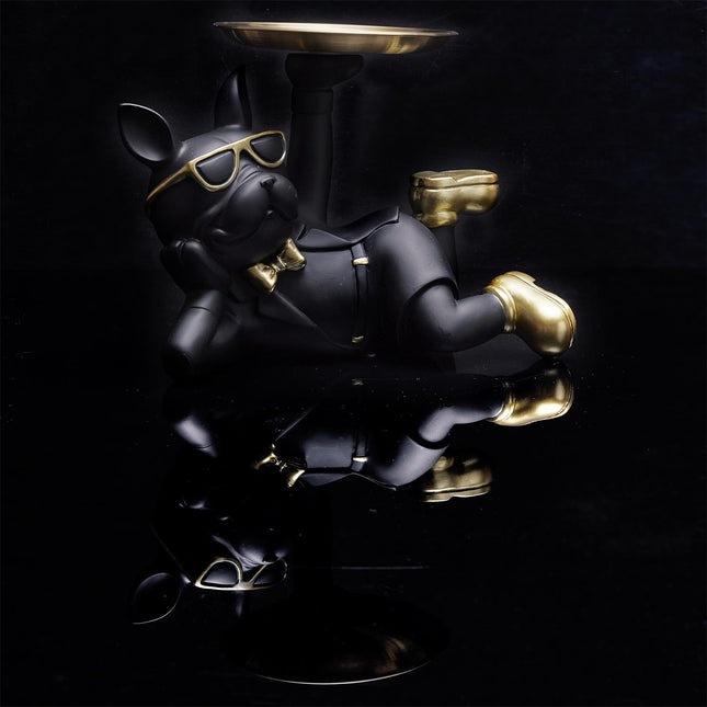 Dekoratīva buldoga figūra ar paplāti