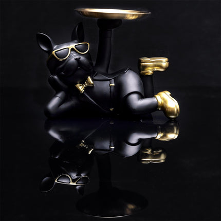 Dekoratīva buldoga figūra ar paplāti