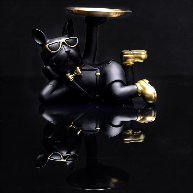 Dekoratīva buldoga figūra ar paplāti