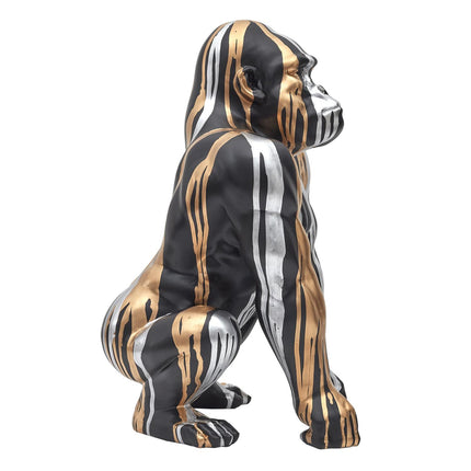 Dekoratīva gorillas skulptūra melnā, zelta un sudraba tonī 45cm