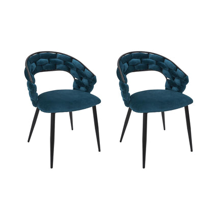 Samta krēsls ar pītu atzveltni – tumši zilā tonī