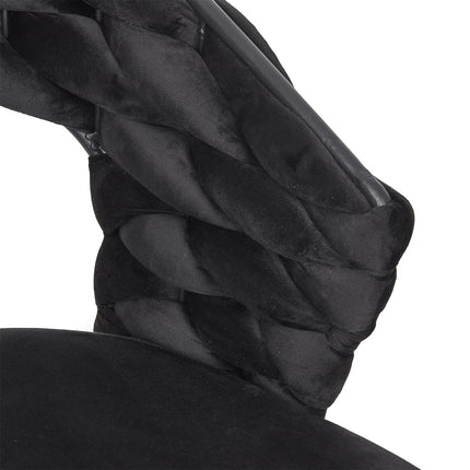 Samta krēsls ar pītu atzveltni – melns