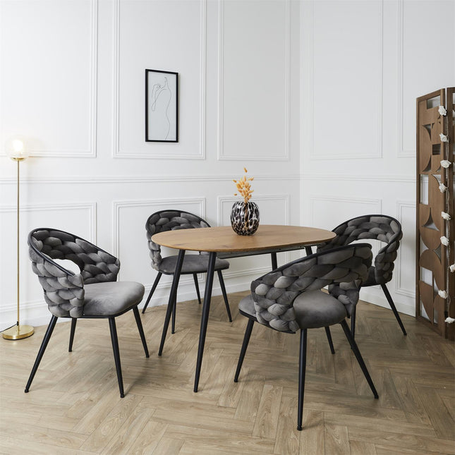 Samta krēsls ar pītu atzveltni –Pelēks