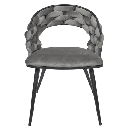 Samta krēsls ar pītu atzveltni –Pelēks