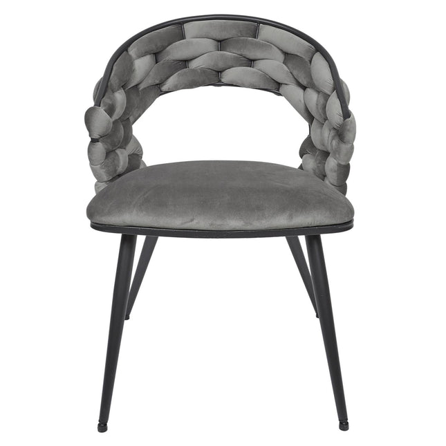 Samta krēsls ar pītu atzveltni –Pelēks