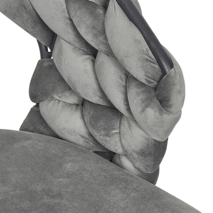 Samta krēsls ar pītu atzveltni –Pelēks