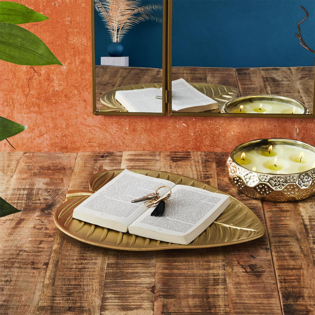 Dekoratīvs trauks – apzeltīta lapa