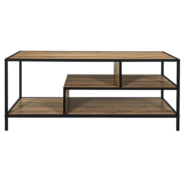 TV galdiņš industriālā stilā ar plauktiem | Koks & metāls