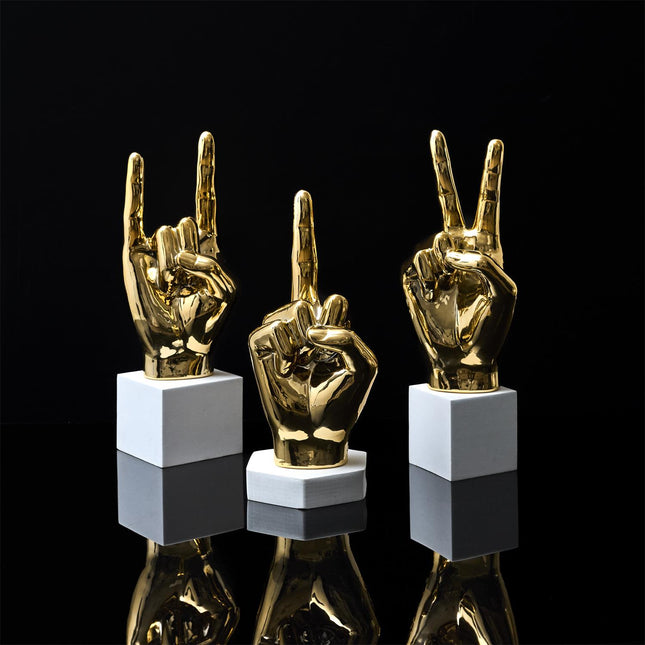 Keramikas dekoratīvā figūra – zelta rokas žests