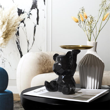 Keramikas lācīša figūra ar paplāti