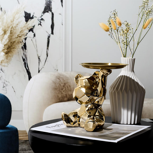 Keramikas lācīša figūra ar paplāti