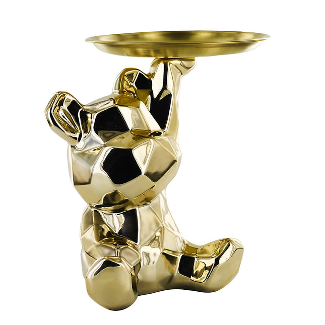 Keramikas lācīša figūra ar paplāti