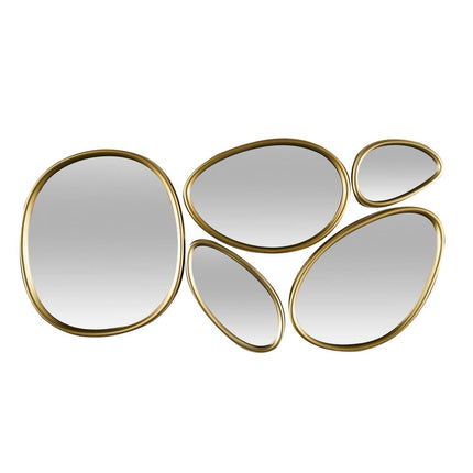 Dekoratīvo spoguļu komplekts ar zelta rāmi