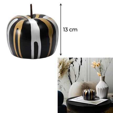 Dekoratīvs ābols melnā, zelta un sudraba tonī – 13 cm