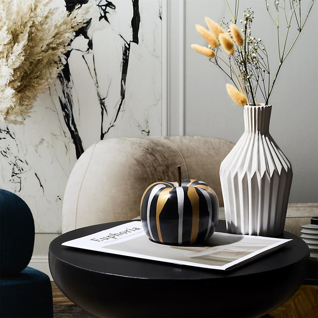 Dekoratīvs ābols melnā, zelta un sudraba tonī – 13 cm