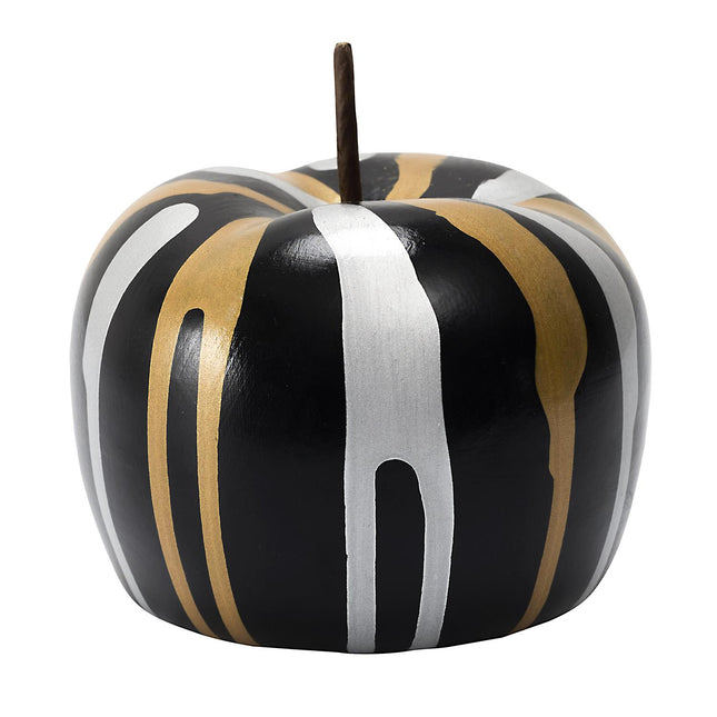 Dekoratīvs ābols melnā, zelta un sudraba tonī – 13 cm
