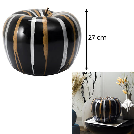 Dekoratīvs melns ābols ar zelta un sudraba akcentiem