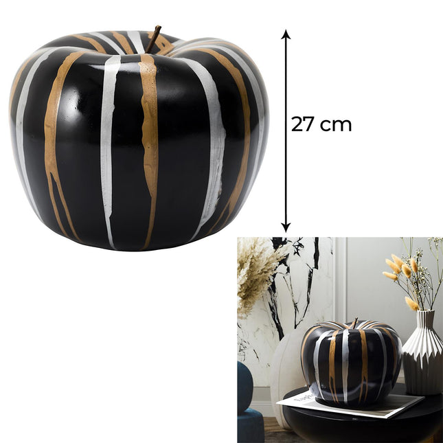 Dekoratīvs melns ābols ar zelta un sudraba akcentiem