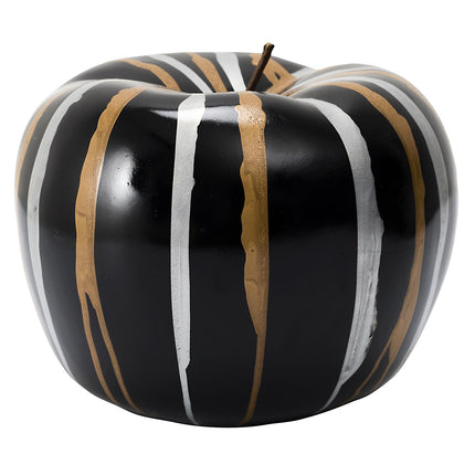 Dekoratīvs melns ābols ar zelta un sudraba akcentiem