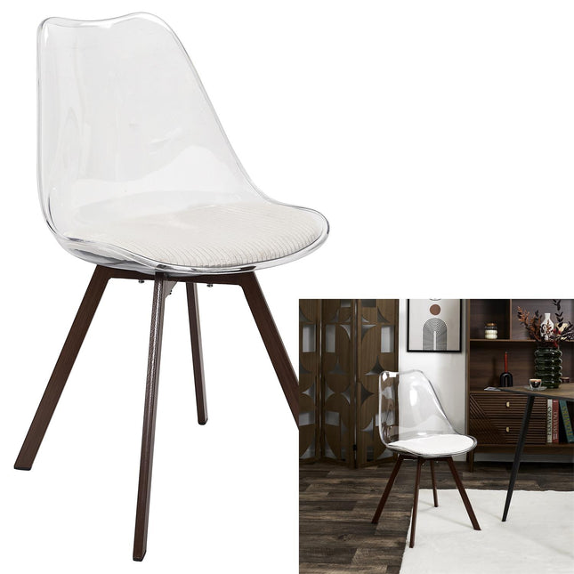 Plastmasas krēsls ar velveta sēžamo daļu un metāla kājām