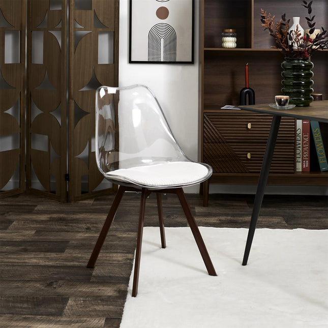 Plastmasas krēsls ar velveta sēžamo daļu un metāla kājām