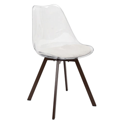 Plastmasas krēsls ar velveta sēžamo daļu un metāla kājām