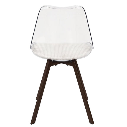 Plastmasas krēsls ar velveta sēžamo daļu un metāla kājām