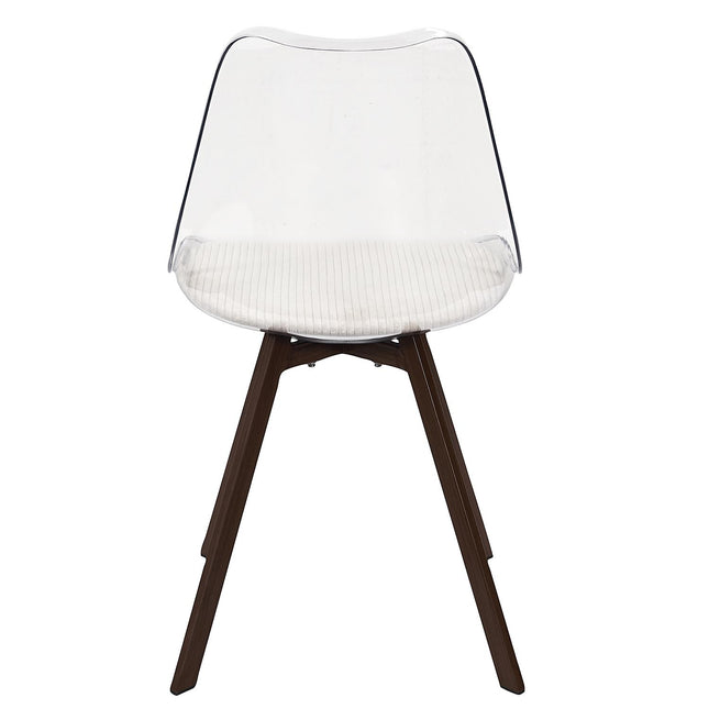 Plastmasas krēsls ar velveta sēžamo daļu un metāla kājām