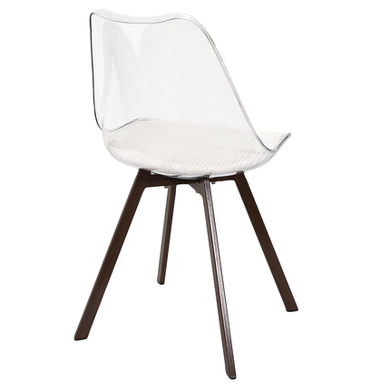 Plastmasas krēsls ar velveta sēžamo daļu un metāla kājām