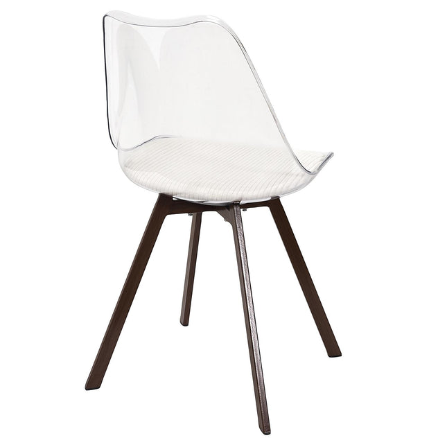 Plastmasas krēsls ar velveta sēžamo daļu un metāla kājām