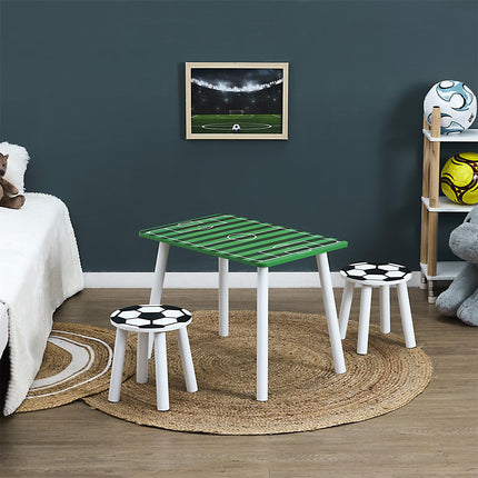 Bērnu galdiņa komplekts ar 2 taburetēm – Futbola dizains